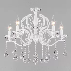 Подвесная люстра Eurosvet Brezza 10107/5 глянцевый белый/прозрачный хрусталь Strotskis