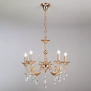 Подвесная люстра Eurosvet 10079 10079/5 золото/прозрачный хрусталь Strotskis