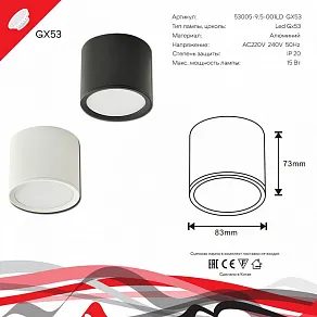Накладной светильник Reluce  53005-9.5-001LD GX53 WT