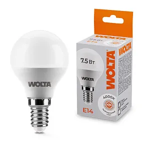 Лампа светодиодная Wolta  E14 7.5Вт 4000K 25S45GL7.5E14