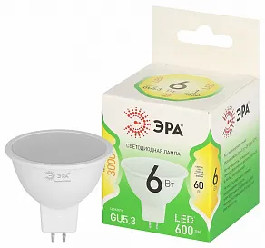 Лампа светодиодная Эра Green Line GU5.3 6Вт 3000K LED MR16-6W-830-GU5.3 GL