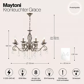 Подвесная люстра Maytoni Grace RC247-PL-08-R