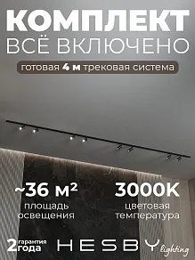 Комплект трековый Hesby Lighting №3 однофазная накладная Skylite HSBL_kompl_S003_NI4B3K