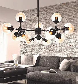Люстра на штанге LUMINA DECO Zodiak LDP 160-12 BK+TEA