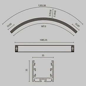 Профиль накладной Maytoni Led strip ALM-3535R-B-D-90°-1.5M