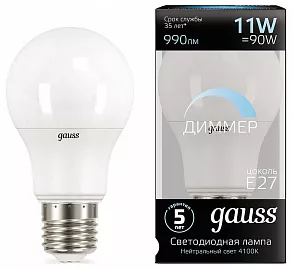 Лампа светодиодная Gauss 1025 E27 11Вт 4100K 102502211-D