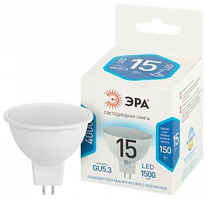 Лампа светодиодная Эра Стандарт GU5.3 15Вт 4000K LED MR16-15W-840-GU5.3