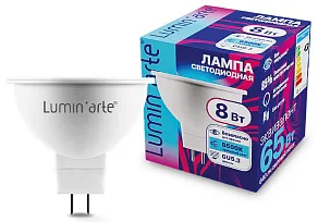 Лампа светодиодная Luminarte  GU5.3 8Вт 6500K LSTD-MR16-8W6KGU5.3
