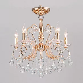 Подвесная люстра Eurosvet Collana 10096/5 золото/прозрачный хрусталь Strotskis