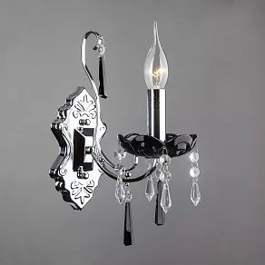 Бра Eurosvet Каталония 2026/1 хром/черный хрусталь Strotskis