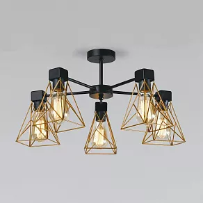 Люстра на штанге Eurosvet Trappola 70107/5 черный/латунь