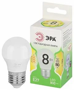 Лампа светодиодная Эра Green Line E27 8Вт 3000K LED P45-8W-830-E27 GL