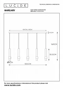 Подвесной светильник Lucide Margary 24402/30/96