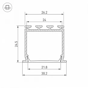 Профиль встраиваемый Arlight PLS-LOCK-H25-FS-2000 ANOD 016446