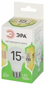 Лампа светодиодная Эра Green Line E27 15Вт 3000K LED A60-15W-830-E27 GL