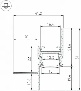 Профиль для контурной подсветки ГКЛ потолка Arlight ARH-CEIL 45555