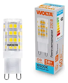 Лампа светодиодная Wolta  G9 5Вт 6500K WSTD-JCD-5W6KG9-C