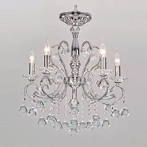 Подвесная люстра Eurosvet Collana 10096/5 хром/прозрачный хрусталь Strotskis
