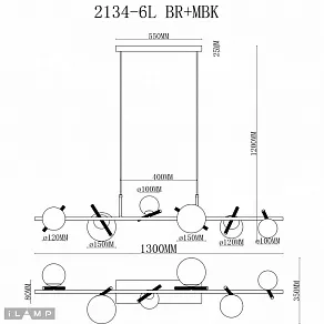 Подвесной светильник iLamp Golden 2134-6L BR+MBK