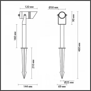 Наземный прожектор Odeon Light Stima 6648/6GL