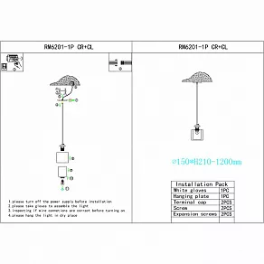 Подвесной светильник iLamp King RM6201-1P CR+CL