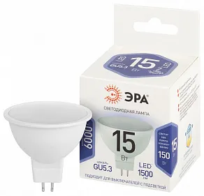 Лампа светодиодная Эра Стандарт GU5.3 15Вт 6000K LED MR16-15W-860-GU5.3