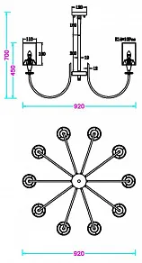 Люстра на штанге MyFar Oliver MR2420-10P
