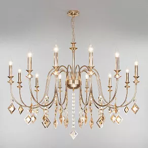 Подвесная люстра Eurosvet Telao 10120/12 золото/тонированный хрусталь Strotskis Smart (10110/12)
