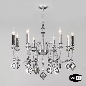 Подвесная люстра Eurosvet Telao 10120/8 хром/дымчатый хрусталь Strotskis Smart