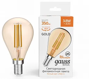 Лампа светодиодная Gauss  E14 3.8Вт 2400K 1057154