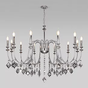 Подвесная люстра Eurosvet Telao 10120/12 хром/дымчатый хрусталь Strotskis Smart (10110/12)