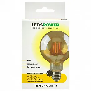 Лампа светодиодная LEDS POWER G95 E27 8Вт 2500K 007151