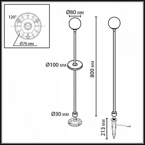 Наземный низкий светильник Odeon Light NATURE 7120/3GLA