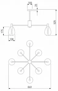 Люстра на штанге Eurosvet Magma 60175/8 латунь