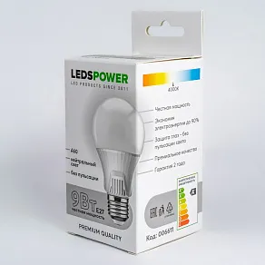 Лампа светодиодная LEDS POWER A60 E27 9Вт 4000K 006611