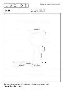 Настольная лампа декоративная Lucide Evin 05551/01/61