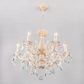 Подвесная люстра Eurosvet Aldis 3345/6 белый с золотом/прозрачный хрусталь