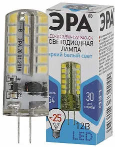 Лампа светодиодная Эра Стандарт G4 3.5Вт 4000K LED JC-3,5W-12V-840-G4