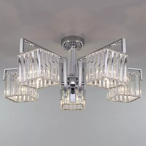 Люстра на штанге Eurosvet April 10117/5 хром/прозрачный хрусталь Strotskis
