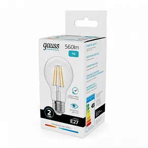 Лампа светодиодная Gauss Filament Elementary E27 7Вт 4100K 22227