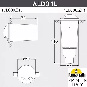 Встраиваемый в дорогу светильник Fumagalli Aldo 1L1.000.000.LXZ1L