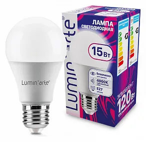 Лампа светодиодная Luminarte  E27 15Вт 4000K LSTD-A60-15W4KE27