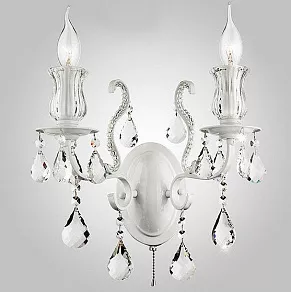 Бра Eurosvet 10077 10077/2 глянцевый белый/прозрачный хрусталь Strotskis