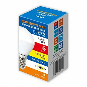 Лампа светодиодная Volpe OPTIMA DIM E14 6Вт 3000K UL-00009229