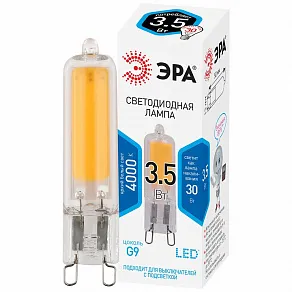 Лампа светодиодная Эра  G9 3.5Вт 4000K LED JCD-3,5W-GL-840-G9