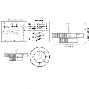 Люстра на штанге Imperiumloft RH Marais Round Chandelier D80 40,2668