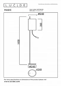 Торшер с подсветкой Lucide Magic 68711/82/30