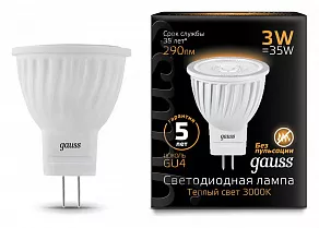 Лампа светодиодная Gauss  GU4 3Вт 3000K 132517103