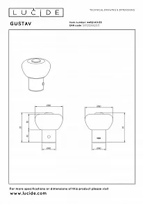 Настольная лампа декоративная Lucide GUSTAV 44521/01/35