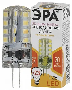 Лампа светодиодная Эра Стандарт G4 3Вт 2700K LED JC-3W-12V-827-G4